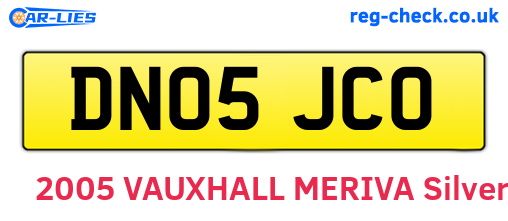 DN05JCO are the vehicle registration plates.