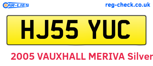 HJ55YUC are the vehicle registration plates.