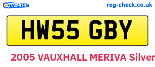 HW55GBY are the vehicle registration plates.