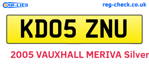 KD05ZNU are the vehicle registration plates.