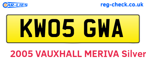 KW05GWA are the vehicle registration plates.
