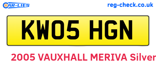KW05HGN are the vehicle registration plates.