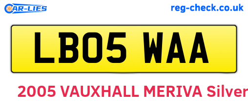 LB05WAA are the vehicle registration plates.