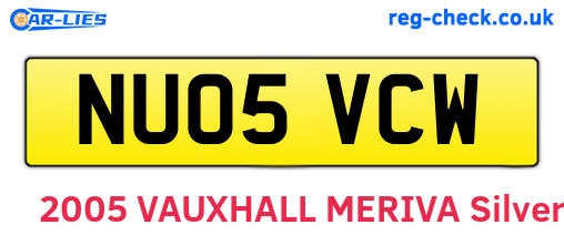 NU05VCW are the vehicle registration plates.