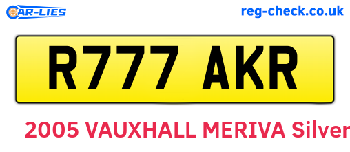 R777AKR are the vehicle registration plates.