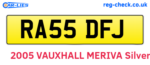 RA55DFJ are the vehicle registration plates.