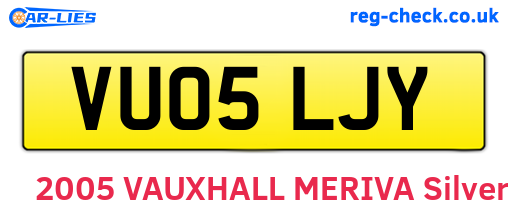 VU05LJY are the vehicle registration plates.