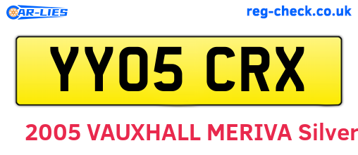 YY05CRX are the vehicle registration plates.