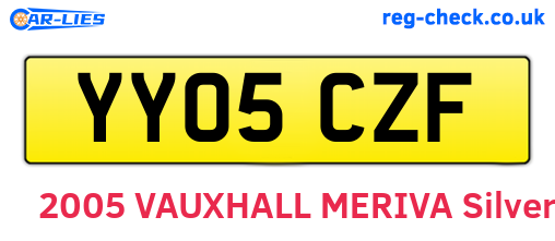 YY05CZF are the vehicle registration plates.