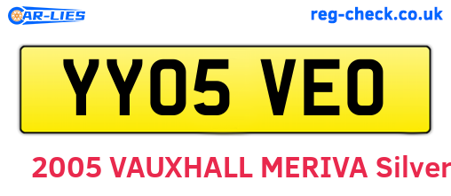 YY05VEO are the vehicle registration plates.