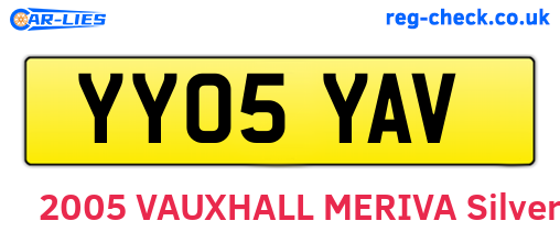 YY05YAV are the vehicle registration plates.