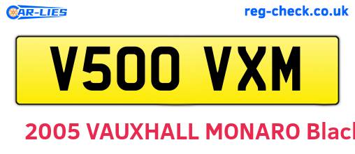 V500VXM are the vehicle registration plates.
