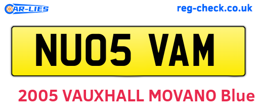 NU05VAM are the vehicle registration plates.