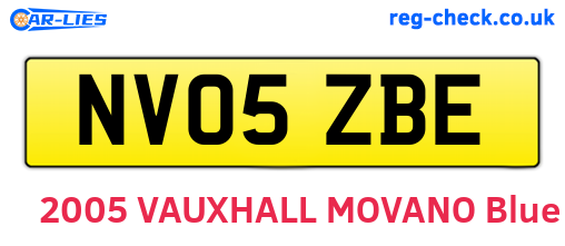 NV05ZBE are the vehicle registration plates.