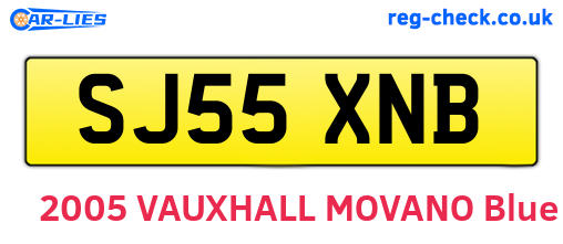 SJ55XNB are the vehicle registration plates.