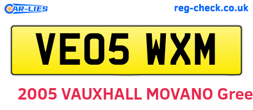 VE05WXM are the vehicle registration plates.