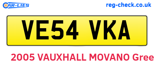 VE54VKA are the vehicle registration plates.