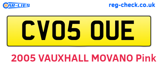 CV05OUE are the vehicle registration plates.