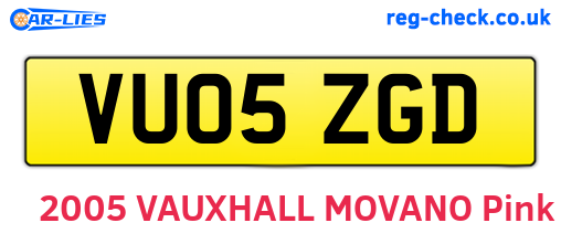 VU05ZGD are the vehicle registration plates.