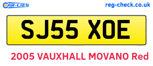 SJ55XOE are the vehicle registration plates.