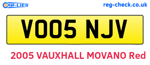 VO05NJV are the vehicle registration plates.