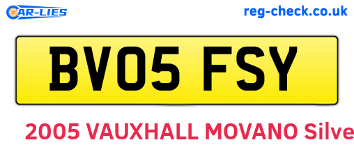 BV05FSY are the vehicle registration plates.