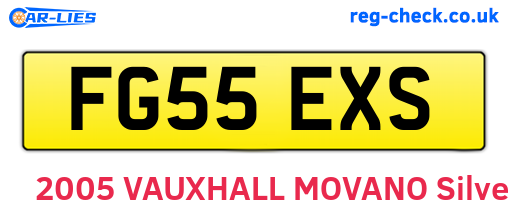 FG55EXS are the vehicle registration plates.