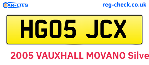 HG05JCX are the vehicle registration plates.