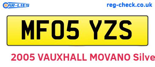 MF05YZS are the vehicle registration plates.