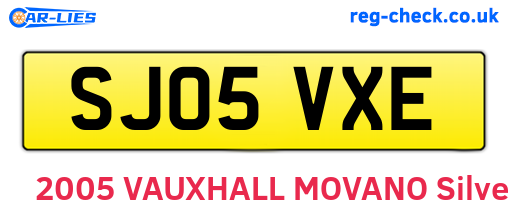 SJ05VXE are the vehicle registration plates.