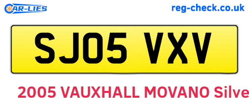 SJ05VXV are the vehicle registration plates.