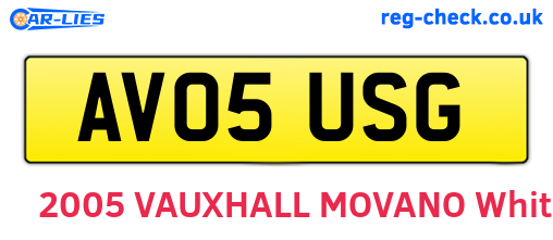 AV05USG are the vehicle registration plates.