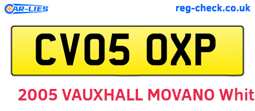 CV05OXP are the vehicle registration plates.