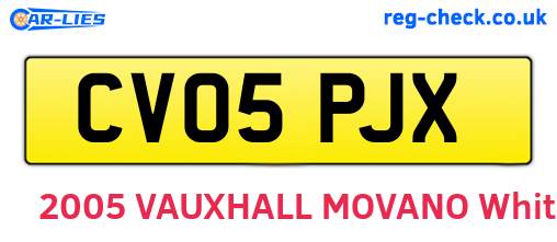 CV05PJX are the vehicle registration plates.