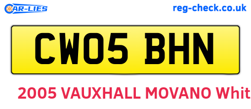 CW05BHN are the vehicle registration plates.