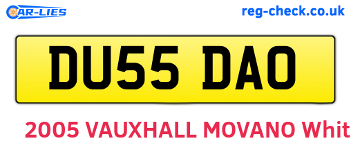 DU55DAO are the vehicle registration plates.