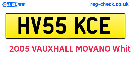 HV55KCE are the vehicle registration plates.