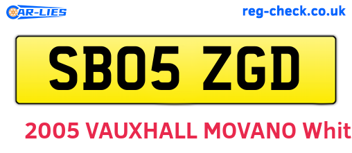 SB05ZGD are the vehicle registration plates.