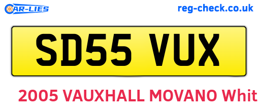 SD55VUX are the vehicle registration plates.