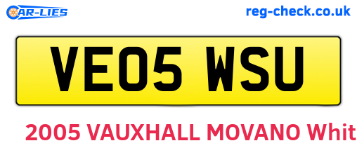 VE05WSU are the vehicle registration plates.