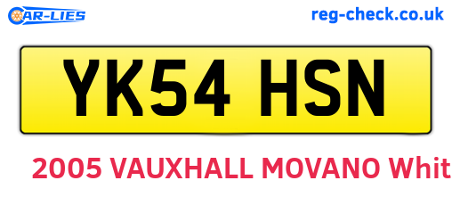 YK54HSN are the vehicle registration plates.