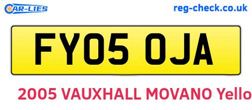 FY05OJA are the vehicle registration plates.