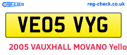 VE05VYG are the vehicle registration plates.