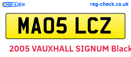 MA05LCZ are the vehicle registration plates.