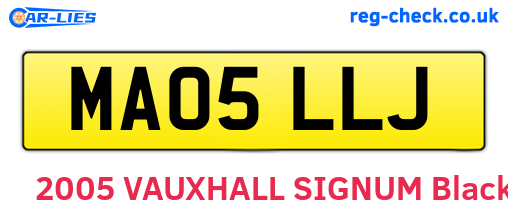MA05LLJ are the vehicle registration plates.