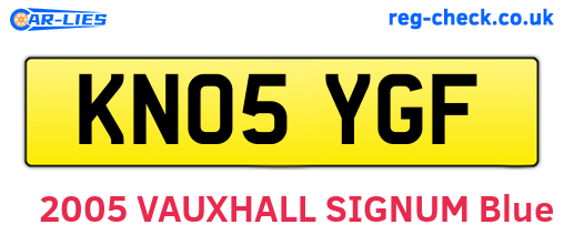 KN05YGF are the vehicle registration plates.