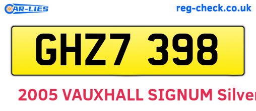 GHZ7398 are the vehicle registration plates.