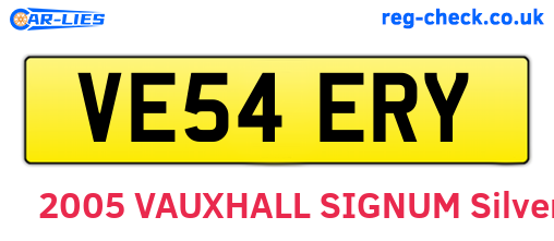 VE54ERY are the vehicle registration plates.