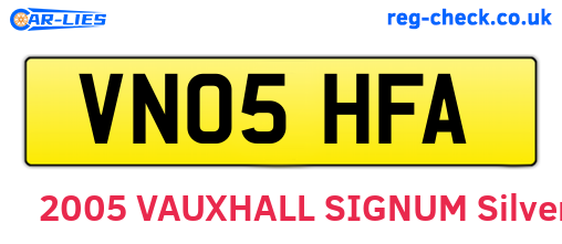 VN05HFA are the vehicle registration plates.