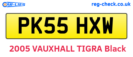 PK55HXW are the vehicle registration plates.